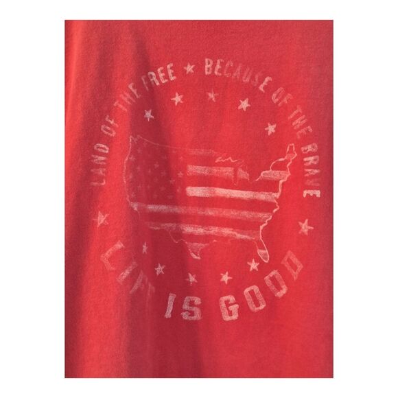 Life is Good Patriotic Long Sleeve Cotton Tee Men's XXL t-shirt Red made in Peru - Picture 2 of 10